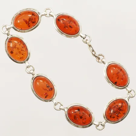 Armband med bärnsten längd 19cm, bredd 12,6mm silver 925/1000 Vikt: 10 g