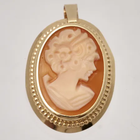 Hänge/Brosch mått 17x27mm, kamé, 18K, 1,8g.