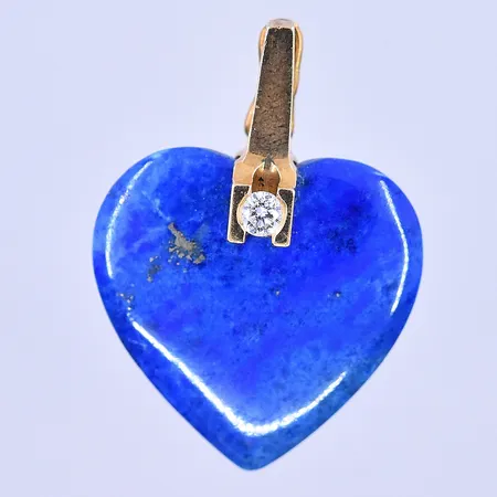 Hänge med diamant 0,07ct och troligen Lapis lazuli Ole Lynggard längd 27 mm, bredd 20 mm 18K. Vikt: 3,5 g
