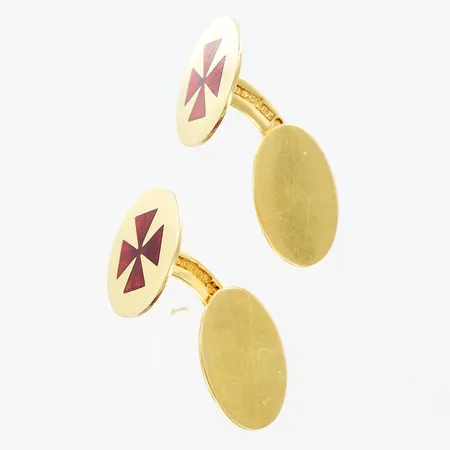 Manschetteknappar emalj Ø13mm, 18K. Vikt: 5,6 g