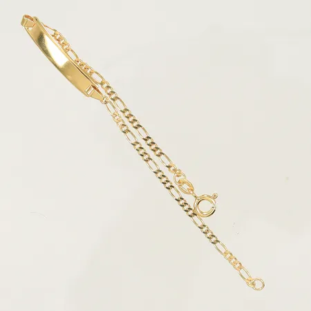 Armband Figaro med platta längd 16cm, bredd 3-5mm, 9K, 2,5g Vikt: 2,5 g