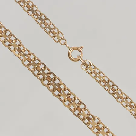 Collier x-länk 40cm bredd 4-6mm skeva länkar 18K 11,9g.