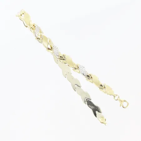 Armband längd: 19cm, bredd: 5mm, gul/vitguld, 14K. Vikt: 4,5 g
