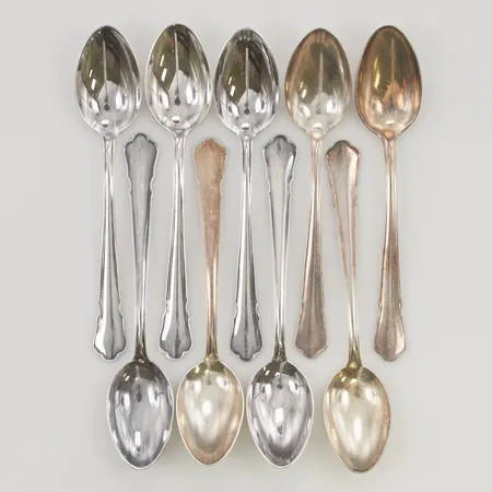 9 Kaffeskedar 11cm 830/1000 Silver 83,6g.