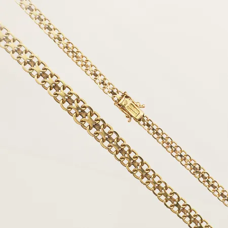 Collier doserad X-länk, längd ca 48,5cm, bredd ca 4-8mm, Jo-Ans Guld Johansson & Andersson, ca år 1968, 18K Vikt: 20 g