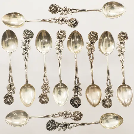 Tolv mockaskedar modell rosen, längd 9,5cm silver 830/1000 Vikt: 96,5 g