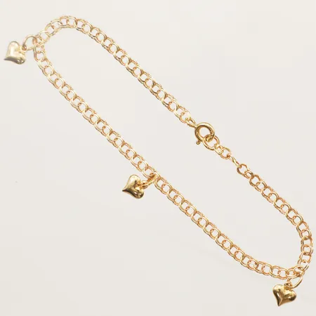 Armband Bismarck med tre berlocker längd 18cm, bredd 3mm 18K Vikt: 2,7 g