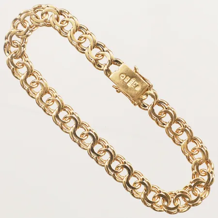 Armband Bismarck längd 18cm bredd 7,2mm år 1953, ena säkerhetsåttan klämd 18K Vikt: 16,4 g