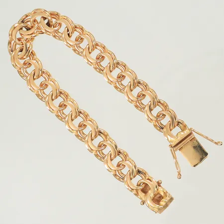 Armband Bismarck längd 16,5cm, bredd 10mm, stämplad BEH, 18K, 36,2g Vikt: 36,2 g