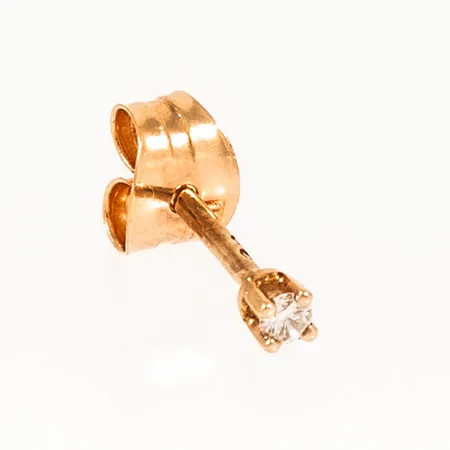 Ett örhänge med en diamant 0,05ct. Ø2,4 mm. 0,2g 18K.
