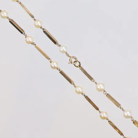 Collier med odlade pärlor och stavar 48cm bredd 2-5mm 18K Vikt: 12,7 g