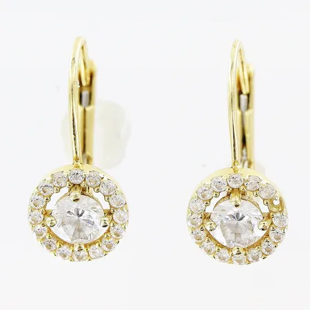 Örhängen 17x8mm stenar, 1 sten saknas, 14K. Vikt: 1,7 g