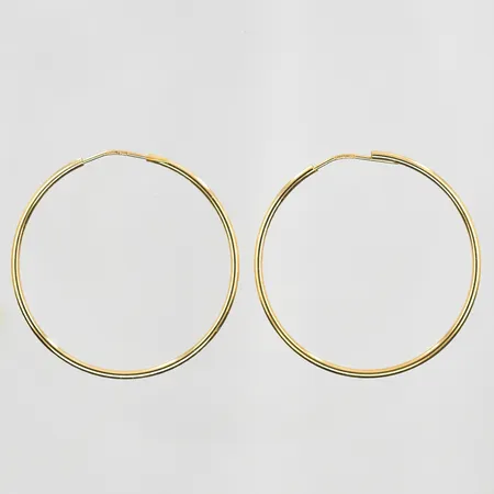 Örhängen Ø33mm, bredd 1mm, 18K. Vikt: 2 g