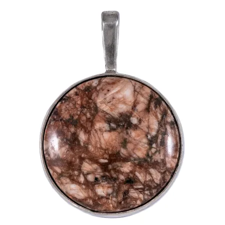 Hänge med natursten längd 45 mm inkl fast ögla Ø 31,4 mm silver 18,9g. Stämplat 925 CK.