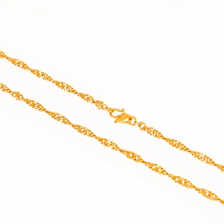 Kedja Singapore längd 65 cm bredd 3,2 mm 16,1g 22K. Kroklås.