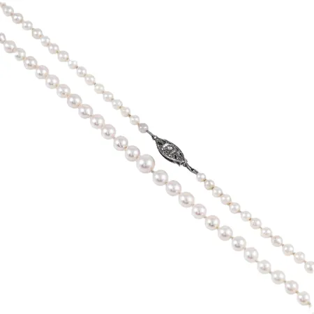 Pärlcollier doserat 77st odlade saltvattenpärlor Ø4-7,8mm (creme/rosa), längd 52,5cm, lås silver 835/1000. Vikt: 0 g