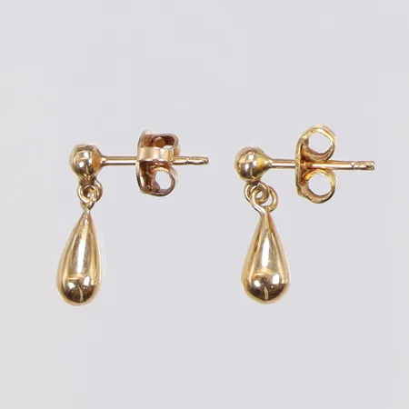 Ett par Örhängen droppformade 4x14mm udda stoppers 18K Vikt: 1,4 g
