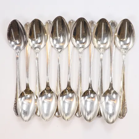 11 Kaffeskedar, längd 12,5cm, bredd 4-25mm, Skandia, 830/1000 silver Vikt: 174,1 g