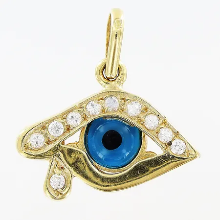 Hänge 21x24mm öga med stenar, 18K. Vikt: 3,2 g