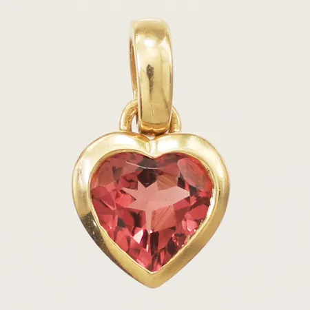 Hänge hjärta med rosa turmalin, längd 17mm bredd 10mm 18K  Vikt: 2,2 g