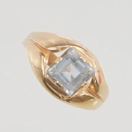 Ring stl:16½ bredd 9mm blå sten, 18K 1,7g.