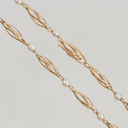 Collier med odlade pärlor, 55cm bredd 5mm 18K 16,8g.