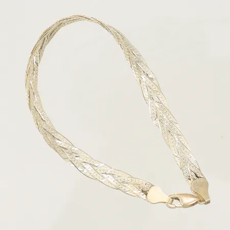 Armband flätat längd 18cm bredd 6mm, silver 925/1000-delar 6,4g