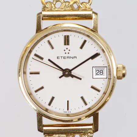 Damur Eterna 18K Ø22mm med x-länk i guld quartz (går ej, troligen batteribyte) 