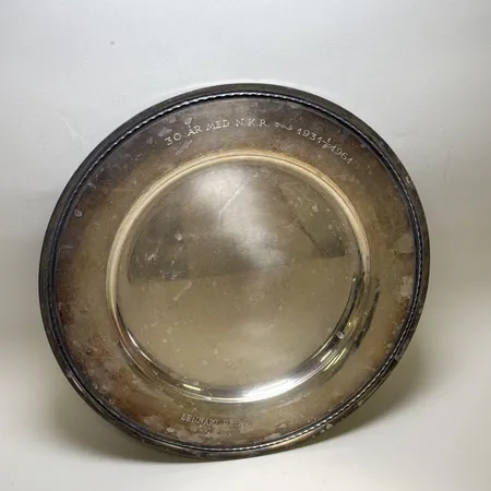 Serveringsfat 27,5cm gravyr, 830/1000 Silver 479,2g.