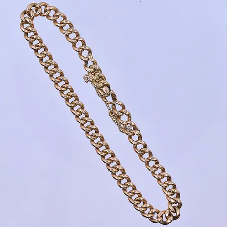 Armband Pansar längd 19 cm, bredd 5 mm ihålig klämskador finns 18K. Vikt: 6,9 g