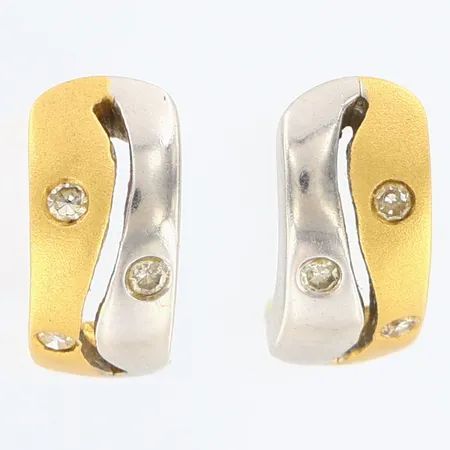 Örhängen tvåfärgad med stenar, längd: 11mm, bredd: 5mm, med olika stoppar, 18K Vikt: 2,9 g