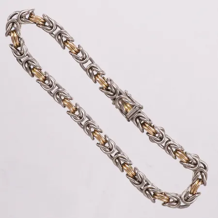 Armband Kejsarlänk tvåfärgat längd 23cm bredd 5,8mm kistlås 18K Vikt: 55,2 g