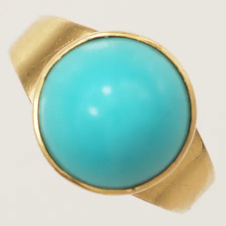 Ring med turkos stl:17¼, bredd 2,7mm-12,7mm Ljungström Guldvarufabrik Ab år 1964 18K Vikt: 5,2 g