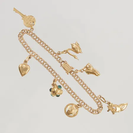 Armband Bismarck 18cm berlocker, 18K 13,5g.