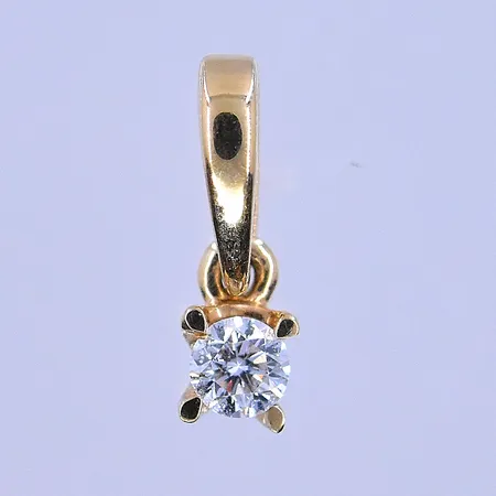 Hänge med diamant 0,10ct Guldfynd längd 11 mm, bredd 3 mm 18K. Vikt: 0,4 g
