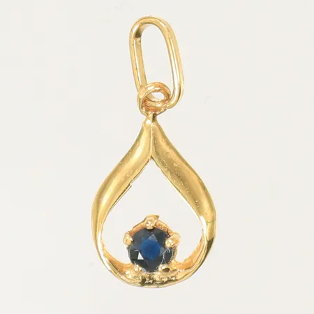 Hänge med blå sten, 15x6mm inklusive hängöglan, GHA 18K Vikt: 0,3 g