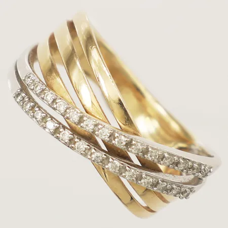 Ring med diamanter 27xca0,05ct stl:18¼, bredd 10,5mm 14K Vikt: 5,9 g