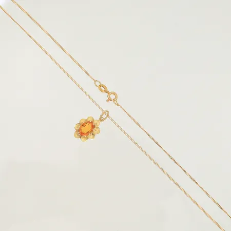Halskedja Pansar med hänge med orange sten, 18K, 2,5g Vikt: 2,5 g