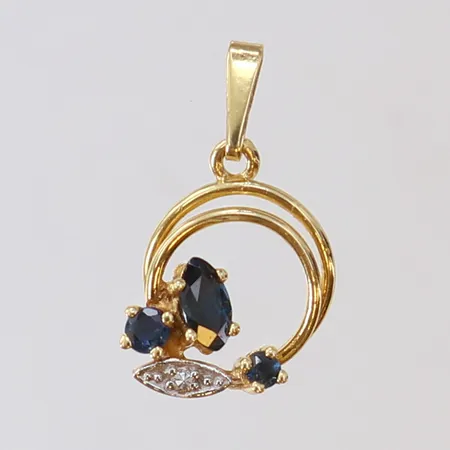 Hänge med åttkantslipad diamant 1 x ca 0,005ct samt safirer 18x10mm 18K Vikt: 1,1 g