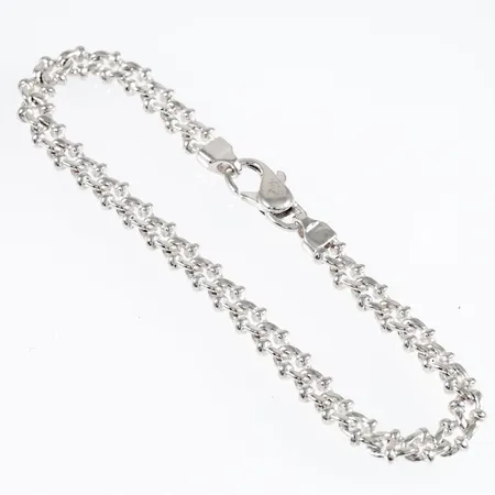 Armband gles Pansar med kuldekor längd 18,5cm bredd 5,8mm, silver 925/1000 10,5g.