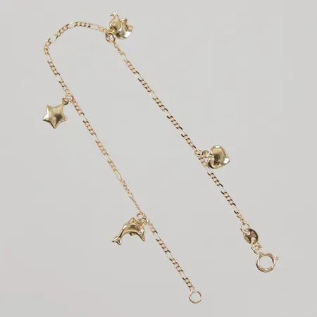 Barnarmband med berlocker, 15cm, bredd 1mm, GHA, 18K Vikt: 1,3 g