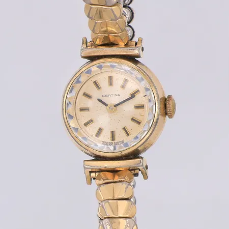 Damur Certina fögylld metall manuell Ø16,6mm, 0806 610 5809402, 127 72Z, flexarmband förgylld metall, inga tillbehör