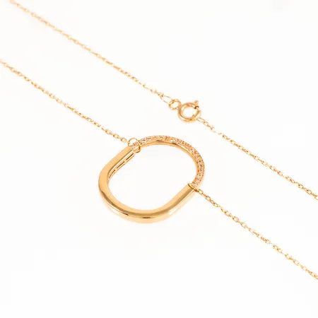 Collier med vita stenar längd ca 42 cm kedjans bredd 0,7 mm mittparti 23,2 x 18,5 mm. 3,1g 18K.