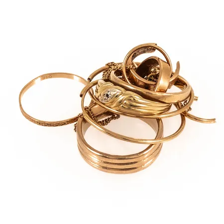 Diverse defekt/graverat guld 18K 12,6g.