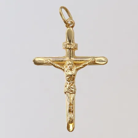 Hänge krucifix längd 44,4mm inkl. ögla, bredd 26mm 18K Vikt: 1,6 g