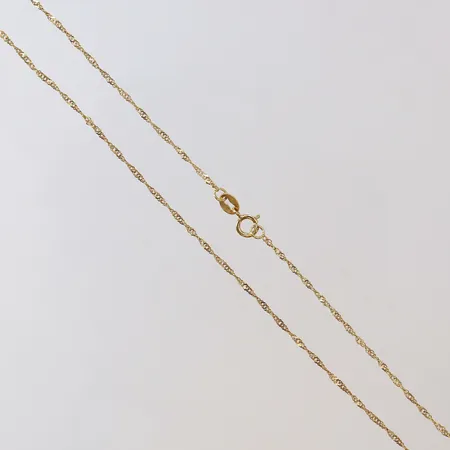 Kedja Singapore längd 40cm bredd 1mm 18K.  Vikt: 1,1 g
