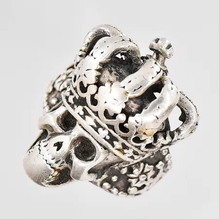 Ring döskalle stl:20 skev skena silver 925/1000 Vikt: 33,2 g