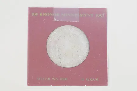 Minnesmynt 100kr 1983, silver 925/1000 Vikt: 16 g