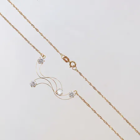 Collier med vita stenar 44cm bredd 1-6mm 18K Vikt: 2,7 g