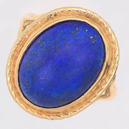 Ring lapis lazuli stl:17½, något skev, 14K Vikt: 5,9 g